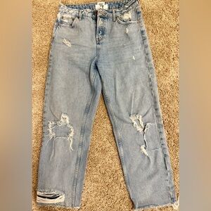 BDG Urban Outfitters PAX Distressed Straight Leg Jeans W29 High Rise Raw Hem